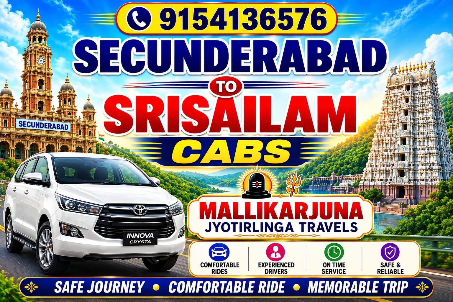 Secundrabad to Srisailam Taxi
