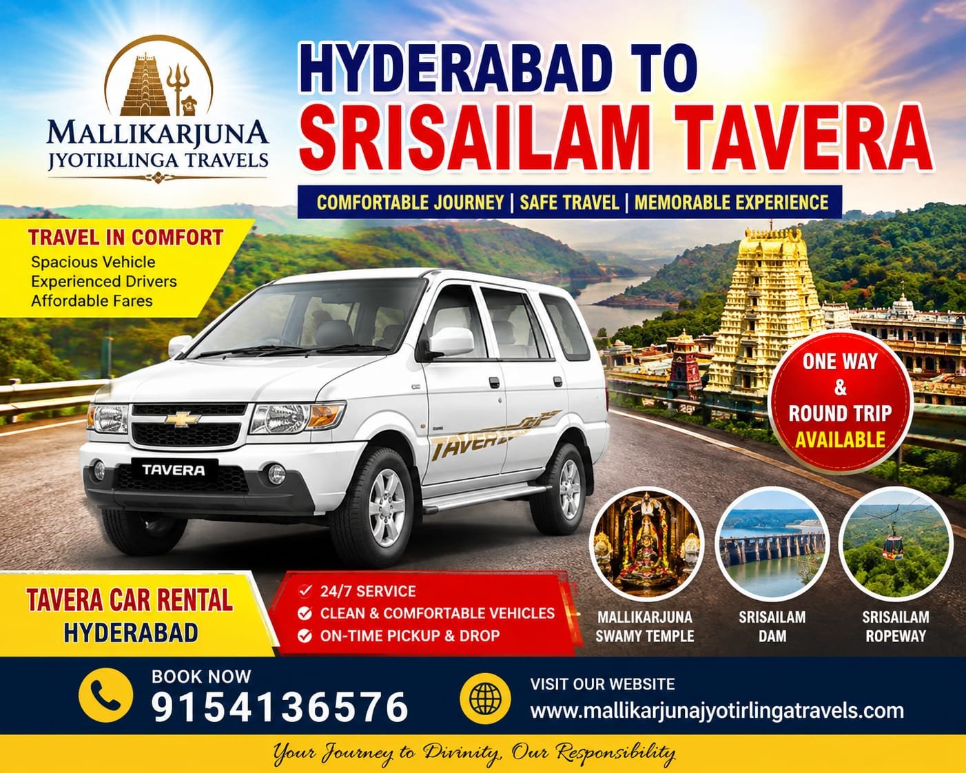 Hyderabad to Srisailam Tavera